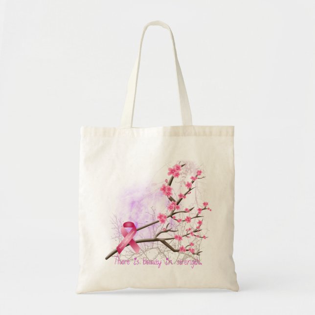 Breast Cancer Awareness Cherry Blossom Tote Bag Tragetasche (Vorne)