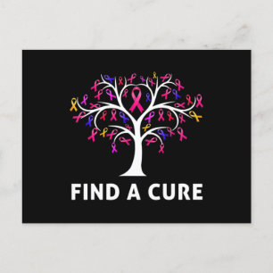 Breast Cancer Awareness Fight Find A Cure Tree Rib Postkarte