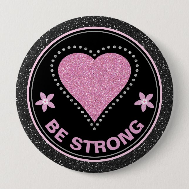 Breast Cancer Awareness Heart Be Strong Button (Vorderseite)
