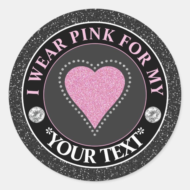 Breast Cancer Awareness Heart I wear Pink For Runder Aufkleber (Vorderseite)