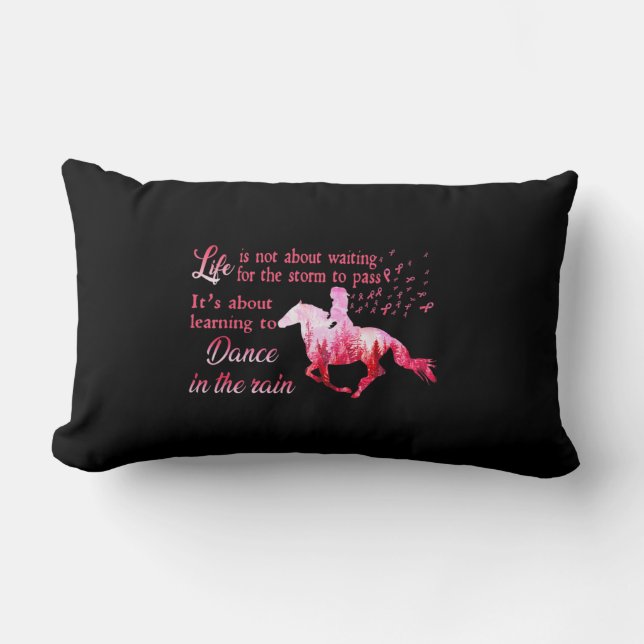 Breast Cancer Awareness Horse Ribbon Pink Ohrts Wo Lendenkissen (Vorderseite)