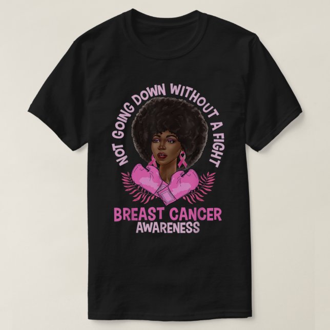 Breast Cancer Awareness Pink African American Afro T-Shirt (Design vorne)