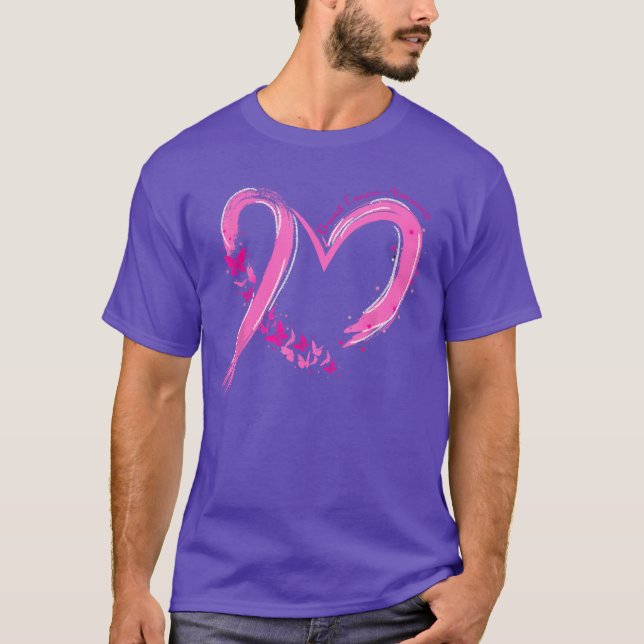 Breast Cancer Awareness Pink Ribbon Butterfly Supp T-Shirt (Vorderseite)