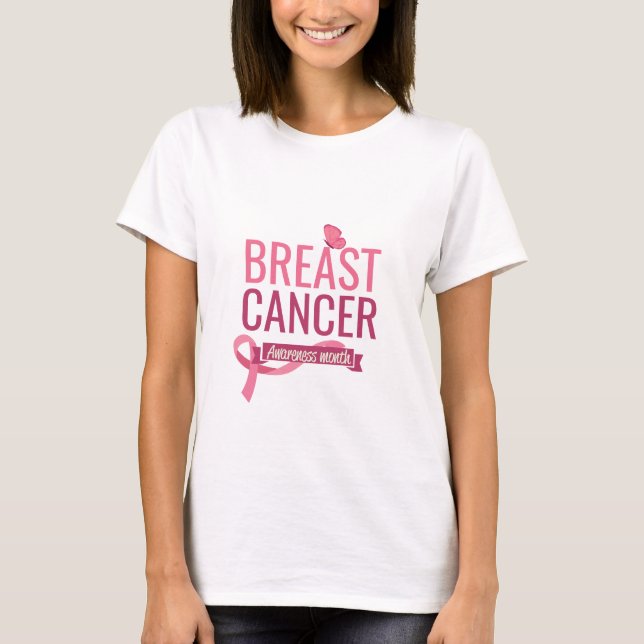 Breast Cancer Awareness Pink Ribbon Design T-Shirt (Vorderseite)