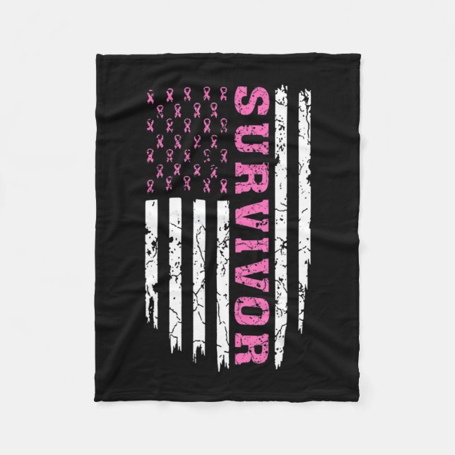 Breast Cancer Awareness Pink Ribbon Survivor Ameri Fleecedecke (Vorderseite)