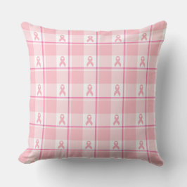 Breast Cancer Awareness Plaid Pink Ribbon Kissen