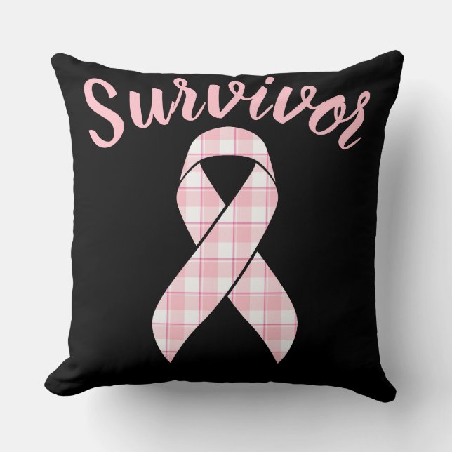 Breast Cancer Awareness Plaid Pink Ribbon Kissen (Vorderseite)
