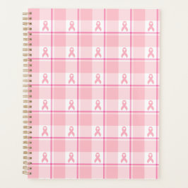 Breast Cancer Awareness Plaid Planner, Pink Ribbon Planer