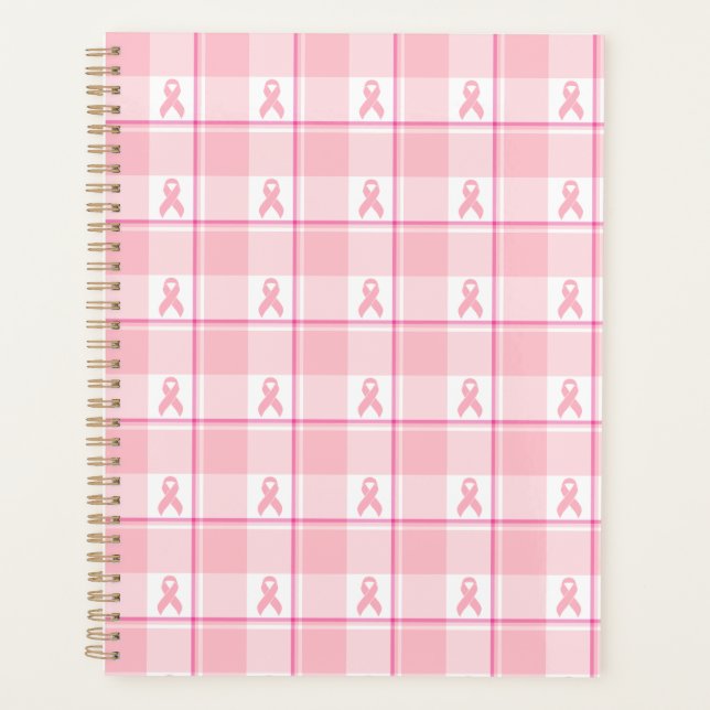 Breast Cancer Awareness Plaid Planner, Pink Ribbon Planer (Vorderseite)
