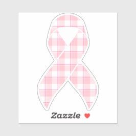 Breast Cancer Awareness Plaid Ribbon Pink Aufkleber