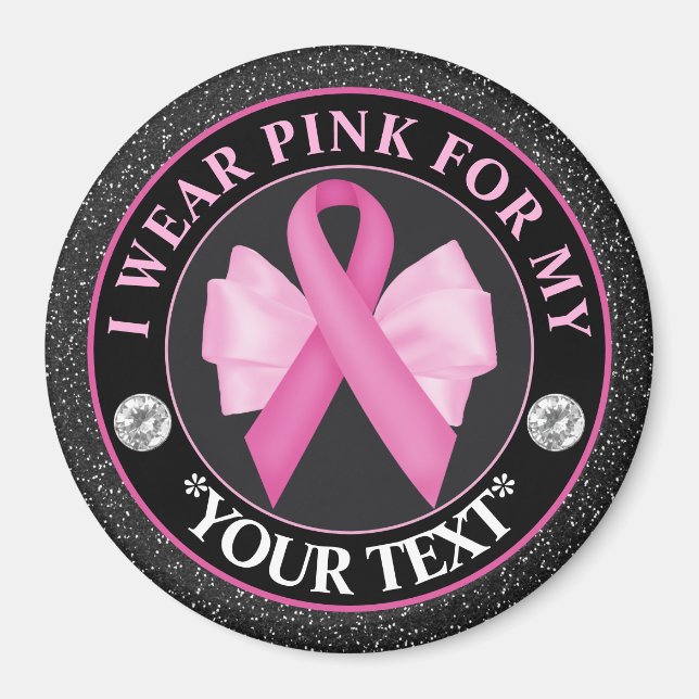 Breast Cancer Awareness Ribbon & Bow Design Magnet (Vorne)