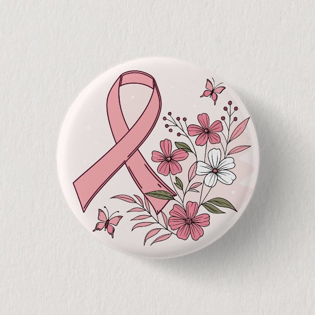 Breast Cancer Awareness Ribbon Button (Vorderseite)