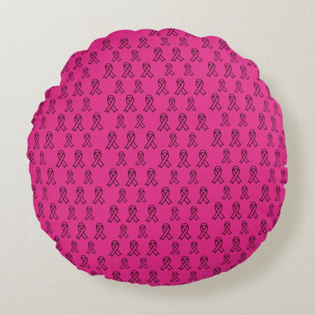 Breast Cancer Awareness Round Pillow Rundes Kissen (Vorderseite)