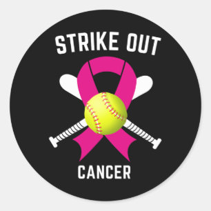 Breast Cancer Awareness Softball Fighting Runder Aufkleber