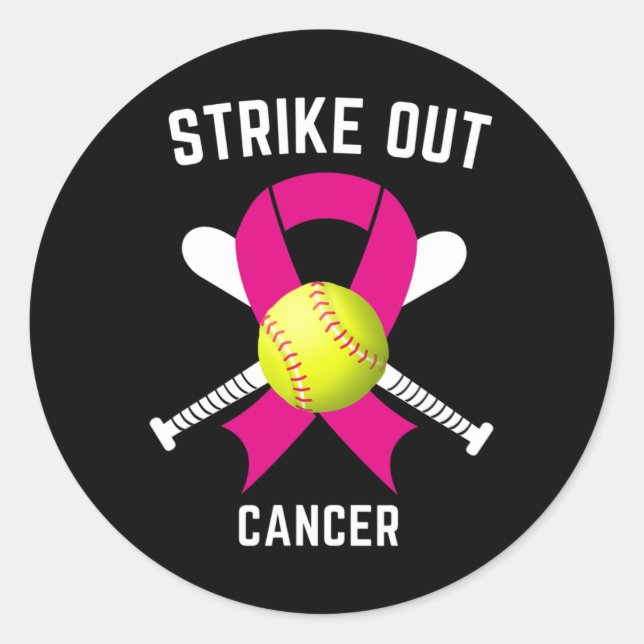 Breast Cancer Awareness Softball Fighting Runder Aufkleber (Vorderseite)