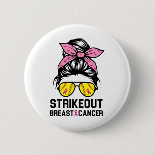Breast Cancer Awareness Softball Mama Women Button