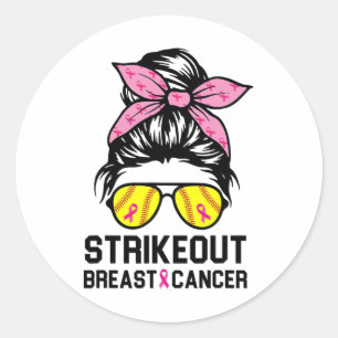 Breast Cancer Awareness Softball Mama Women Runder Aufkleber
