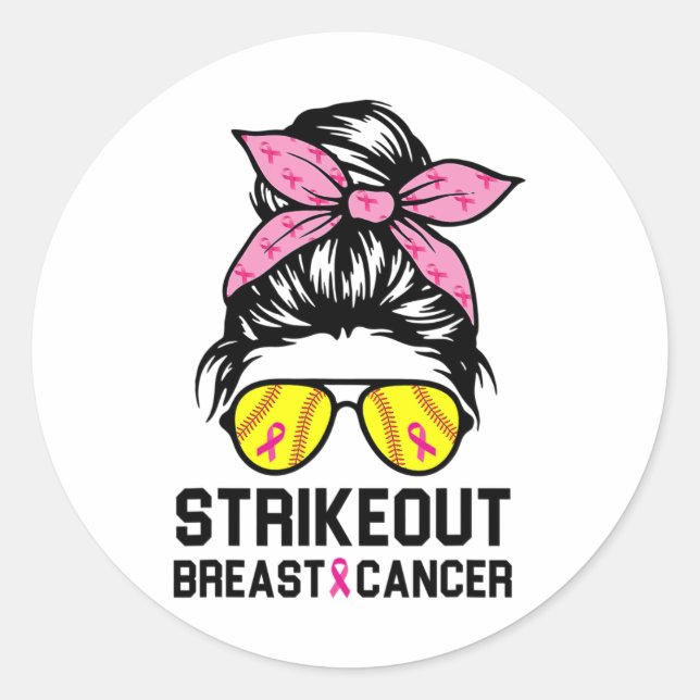 Breast Cancer Awareness Softball Mama Women Runder Aufkleber (Vorderseite)