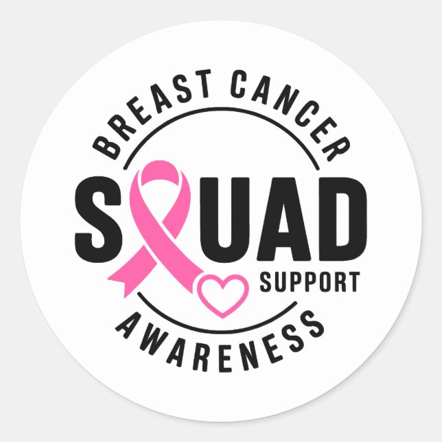 Breast Cancer Awareness Squad Support Runder Aufkleber (Vorderseite)