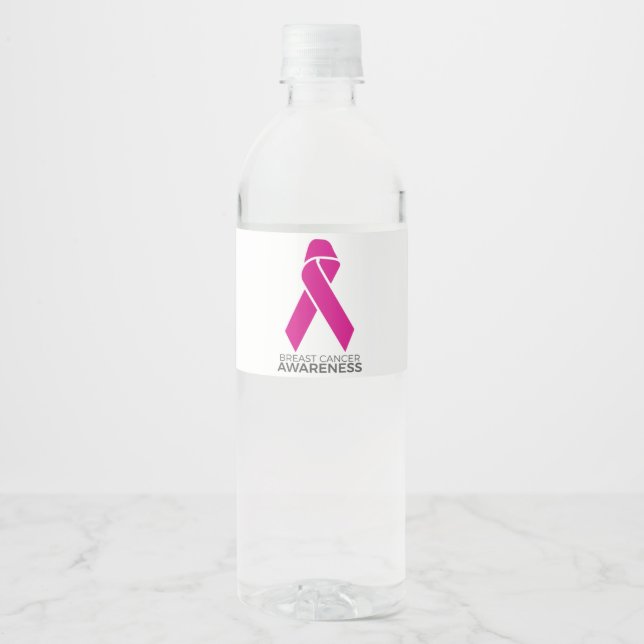 Breast Cancer Awareness Support Pink Ribbon Wasserflaschenetikett (Vorderseite)
