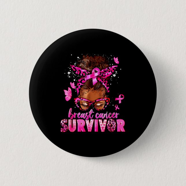 Breast Cancer Awareness Survivor Black Women Melan Button (Vorderseite)