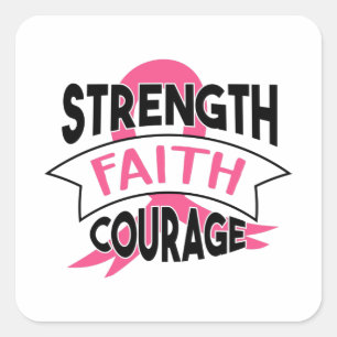 Breast Cancer Faith Print Quadratischer Aufkleber