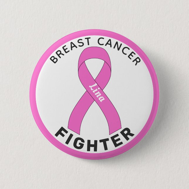 Breast Cancer Fighter Ribbon White Button (Vorderseite)
