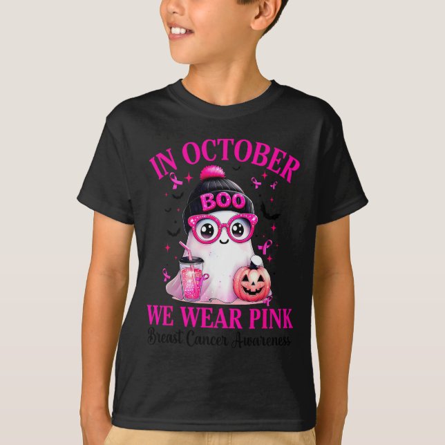 Breast Cancer Halloween Women In October We Wear N T-Shirt (Vorderseite)