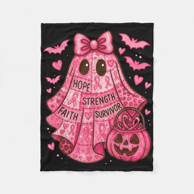 Breast Cancer Hope Strength Faith Survivor Ghost W Fleecedecke (Vorderseite)