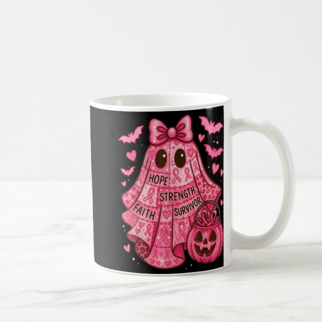 Breast Cancer Hope Strength Faith Survivor Ghost W Kaffeetasse (Rechts)