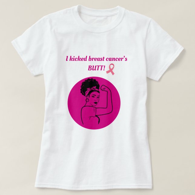 Breast Cancer Pink Kick Butt Woman T-Shirt (Design vorne)