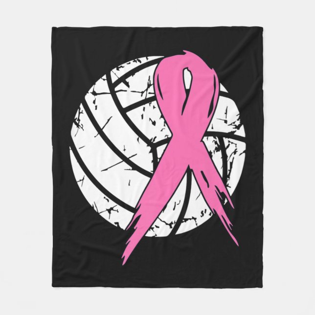 Breast Cancer Pink Ribbon Volleyball Awareness Cos Fleecedecke (Vorderseite)