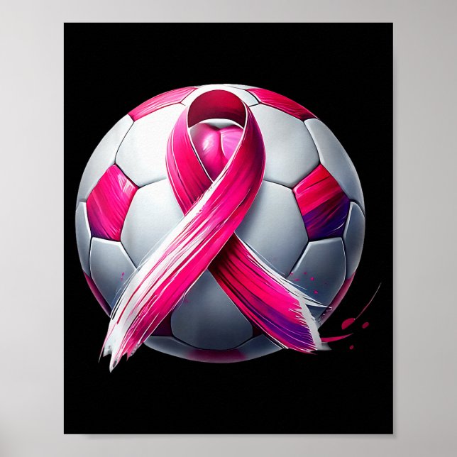 Breast Cancer Soccer Ball Nk Ribbon Kick For A  Poster (Vorne)