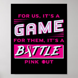 Breast Cancer Softball Ball Pink Ribbon Mammog Poster