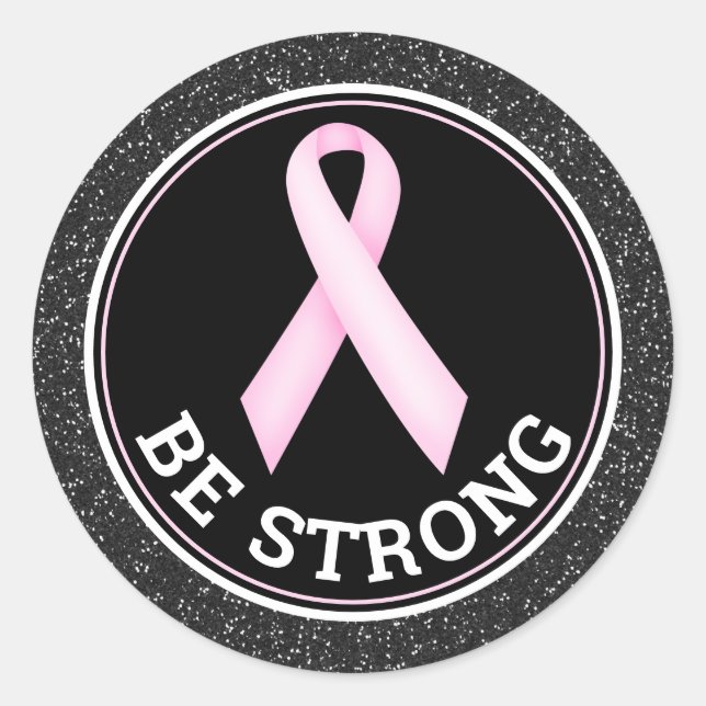 Breast Cancer Survivor – Be Strong Pink Ribbon Runder Aufkleber (Vorderseite)