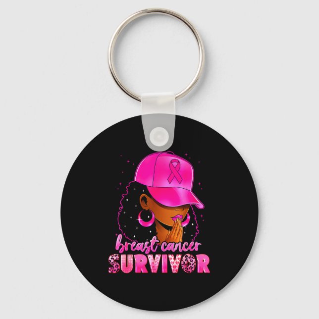 Breast Cancer Survivor Black Women Afro African Ch Schlüsselanhänger (Vorderseite)