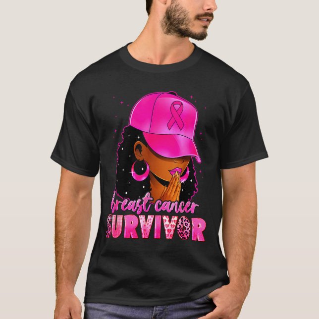 Breast Cancer Survivor Black Women Afro African Ch T-Shirt (Vorderseite)