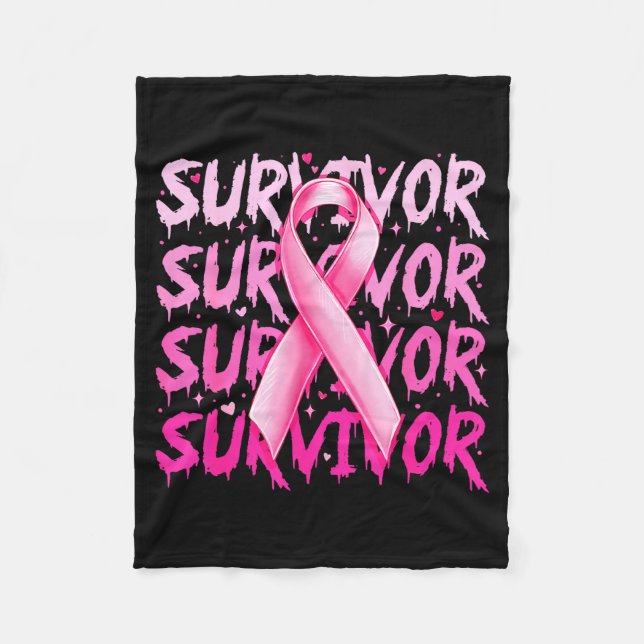 Breast Cancer Survivor Nk Ribbon Breast Cancer Awa Fleecedecke (Vorderseite)
