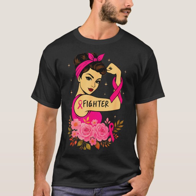 Breast Cancer Survivor Rosie Riveter Nk Awareness  T-Shirt (Vorderseite)