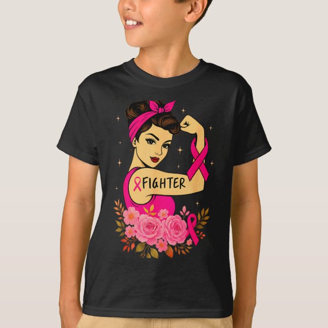 Breast Cancer Survivor Rosie Riveter Nk Awareness  T-Shirt (Vorderseite)
