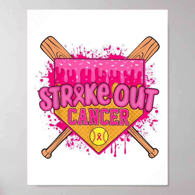 Breast Cancer Warrior Softball Tropfen Hom ausschl Poster (Vorne)