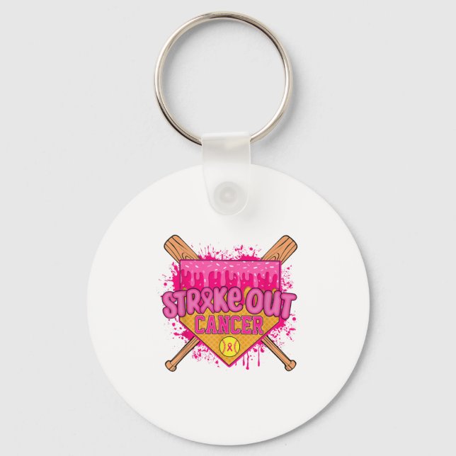 Breast Cancer Warrior Softball Tropfen Hom ausschl Schlüsselanhänger (Vorderseite)