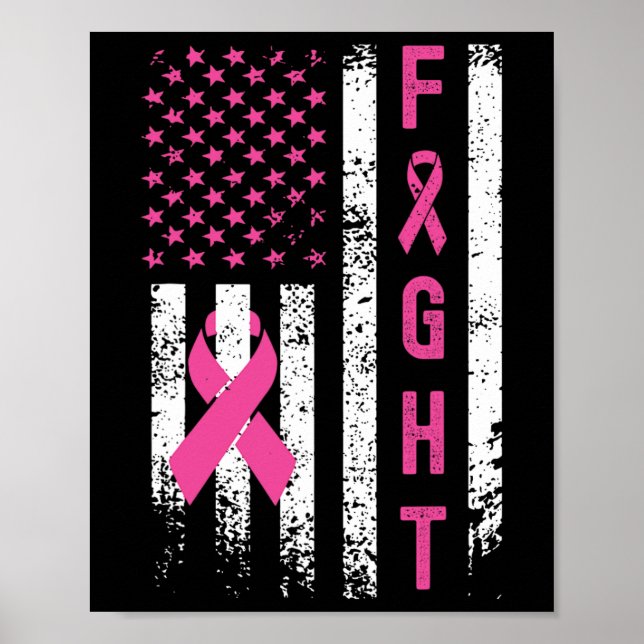 Breast Survivor American Flag Breast Cancer Awaren Poster (Vorne)
