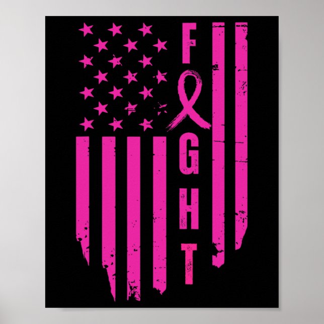 Breast Survivor American Flag Breast Cancer Awaren Poster (Vorne)