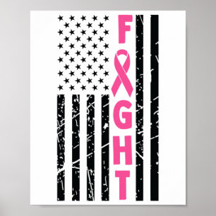 Breast Survivor American Flag Breast Cancer Awaren Poster