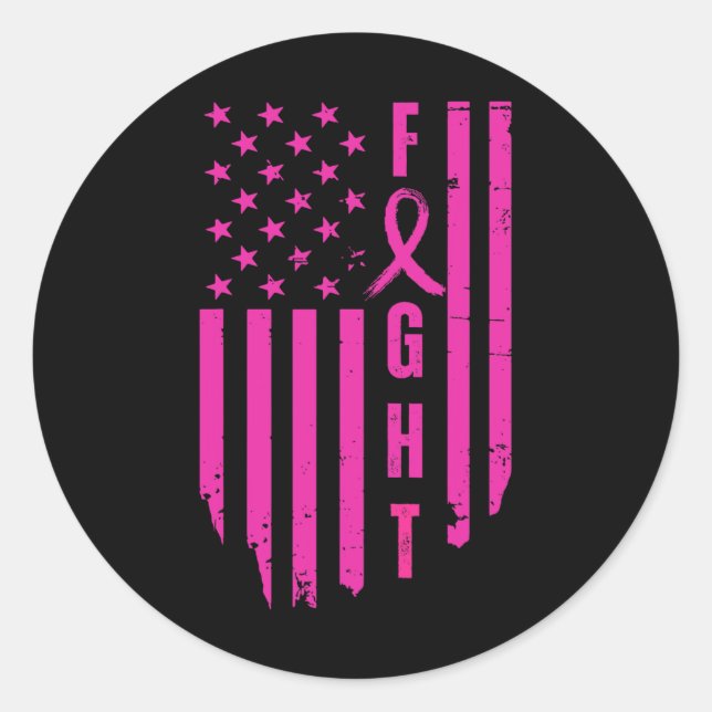 Breast Survivor American Flag Breast Cancer Awaren Runder Aufkleber (Vorderseite)