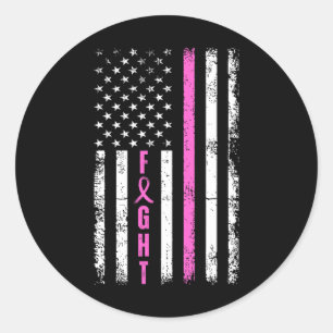 Breast Survivor American Flag Breast Cancer Awaren Runder Aufkleber