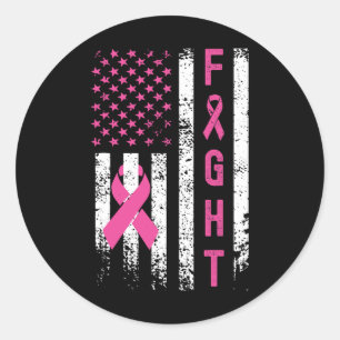 Breast Survivor American Flag Breast Cancer Awaren Runder Aufkleber