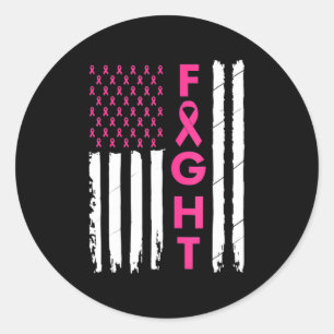 Breast Survivor American Flag Breast Cancer Awaren Runder Aufkleber