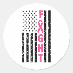 Breast Survivor American Flag Breast Cancer Awaren Runder Aufkleber